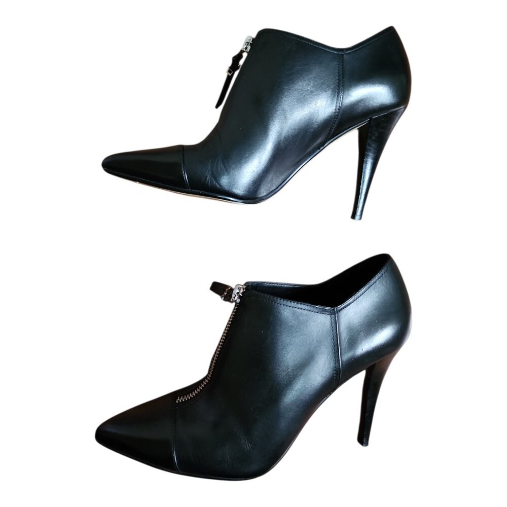Michael Kors Bootie Shoes Womens Size 7.5 Black Calf Leather Stiletto Heel - Picture 6 of 9